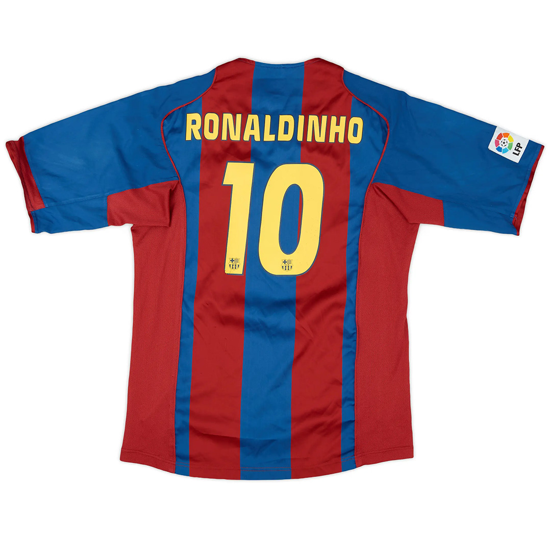 Ronaldinho #10 Retro Barcelona Home Jersey 200405