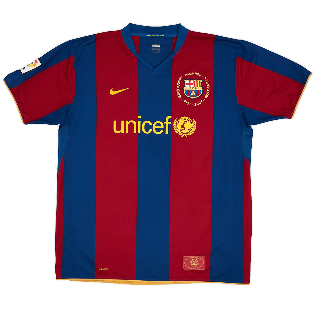 Ronaldinho #10 Retro Barcelona Home Jersey 50-Years Anniversary 200708